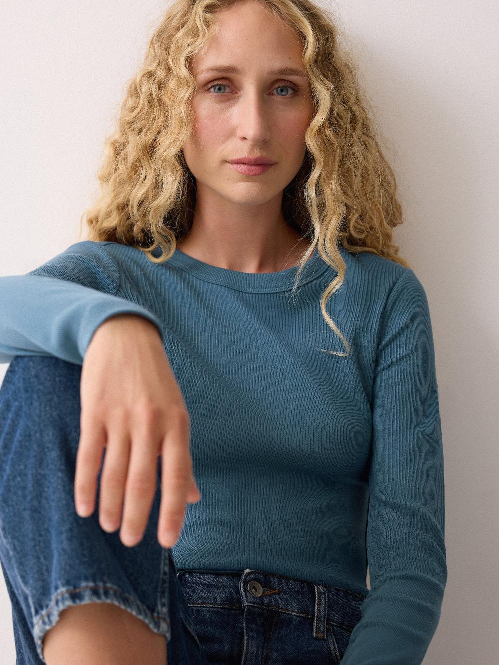 jigsaw Long Sleeve Fine Cotton Baby Tee Blue