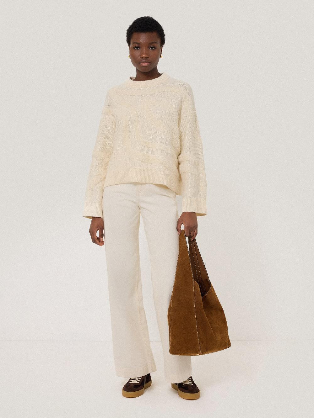 Jigsaw Loop Intarsia Jumper Cream