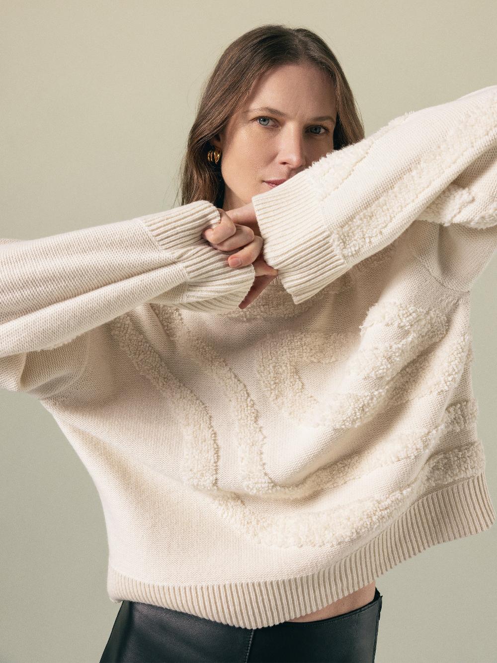 jigsaw Loop Intarsia Jumper Cream