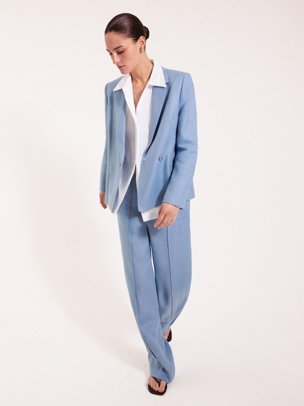 Jigsaw Maree Irish Linen Short Blazer Blue