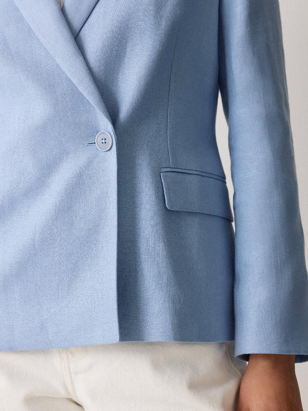 Jigsaw Maree Irish Linen Short Blazer Blue