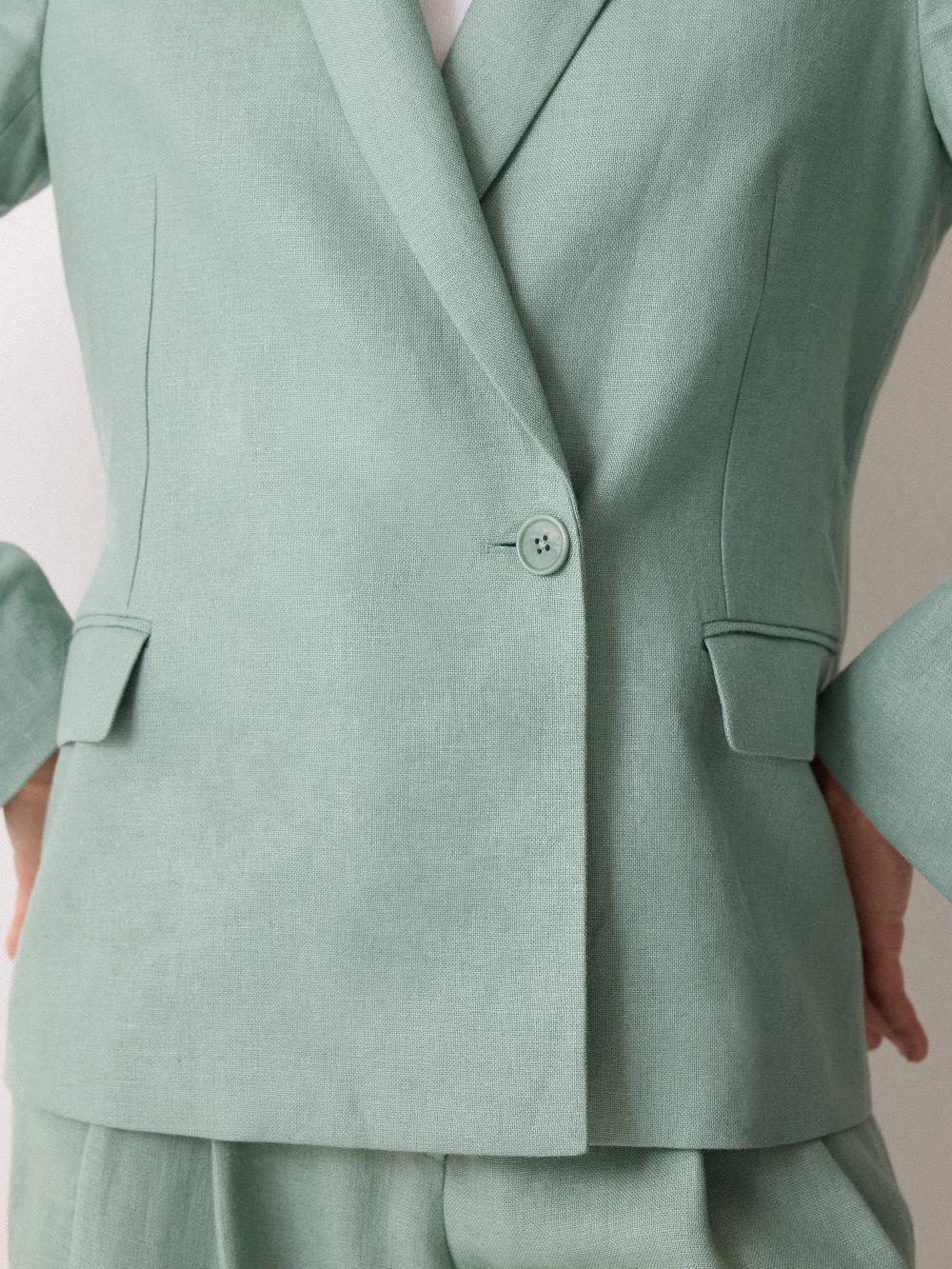 Jigsaw Maree Irish Linen Short Blazer Green