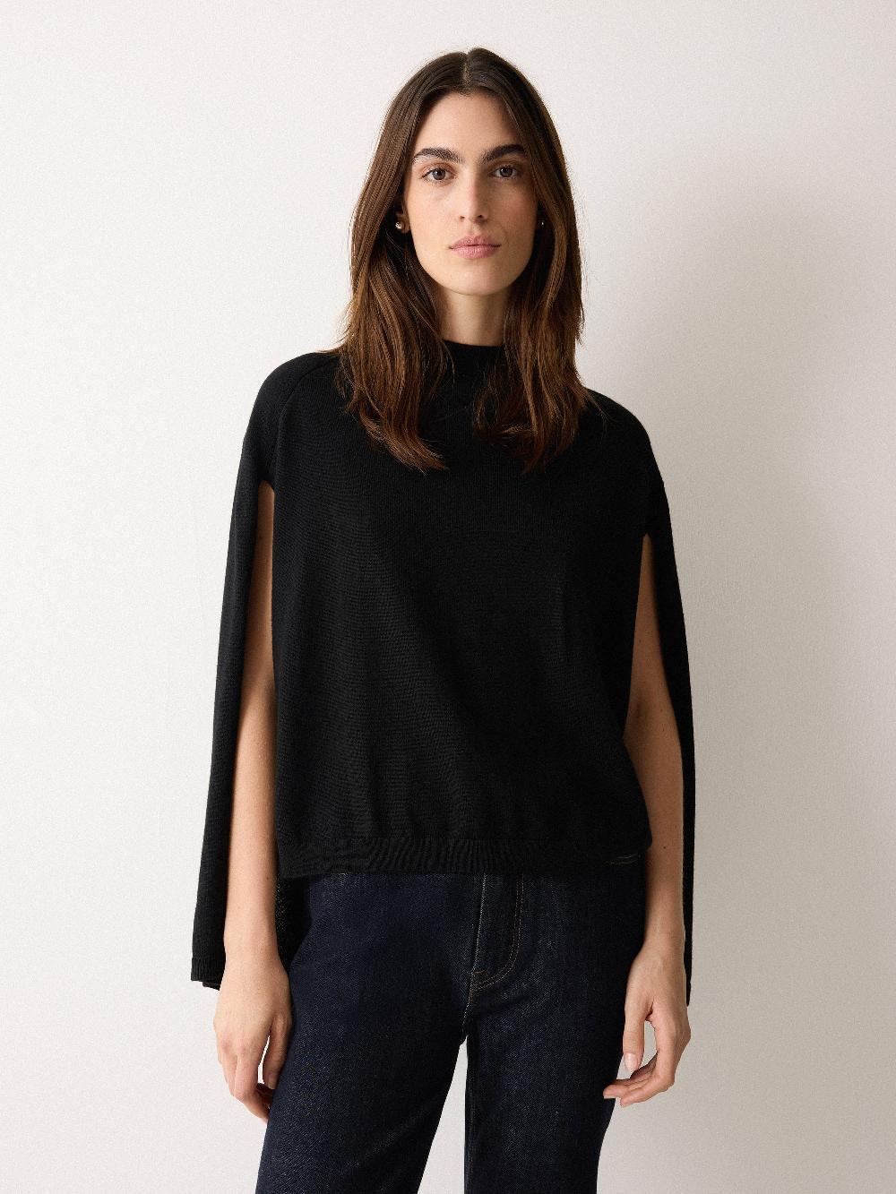Jigsaw Merino Cape Jumper Black