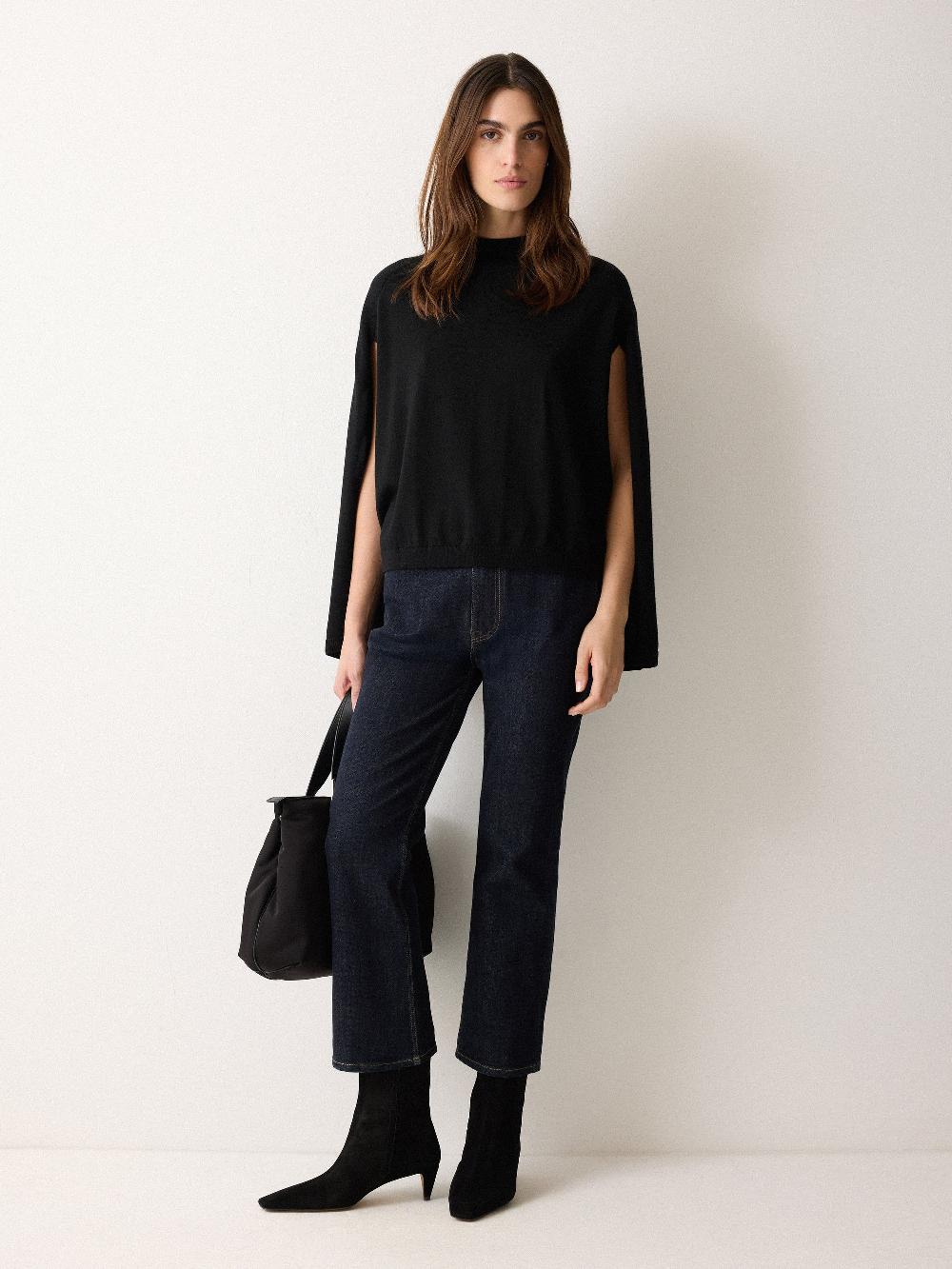 jigsaw Merino Cape Jumper Black