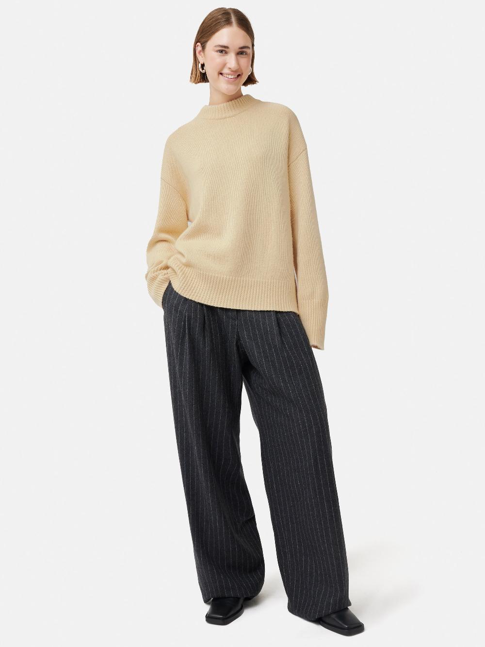 Jigsaw Merino Cashmere Boyfriend Crew Cream