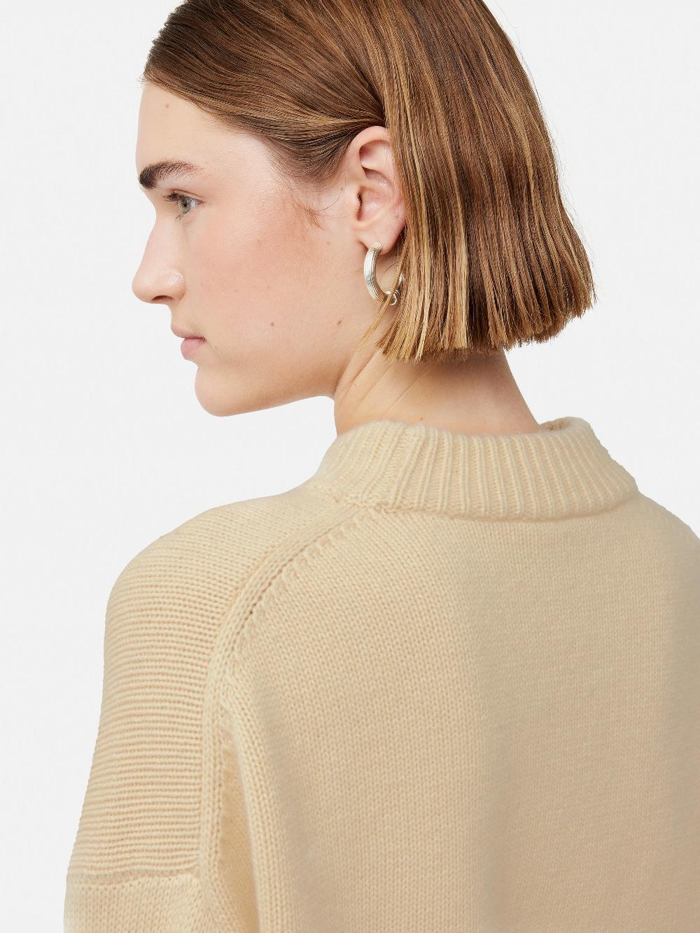 Jigsaw Merino Cashmere Boyfriend Crew Cream