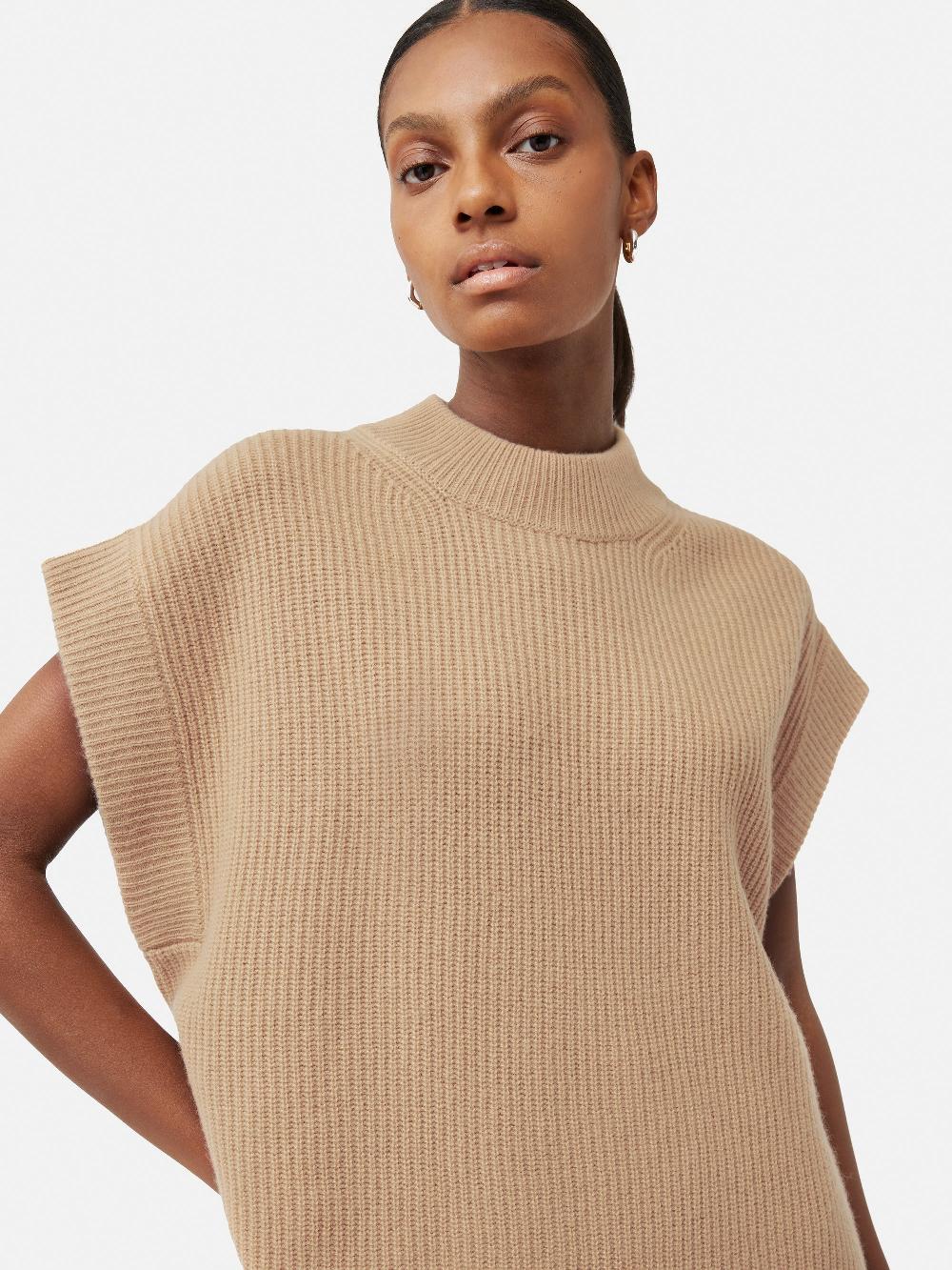 Jigsaw Merino Cashmere Ribbed Tunic Camel