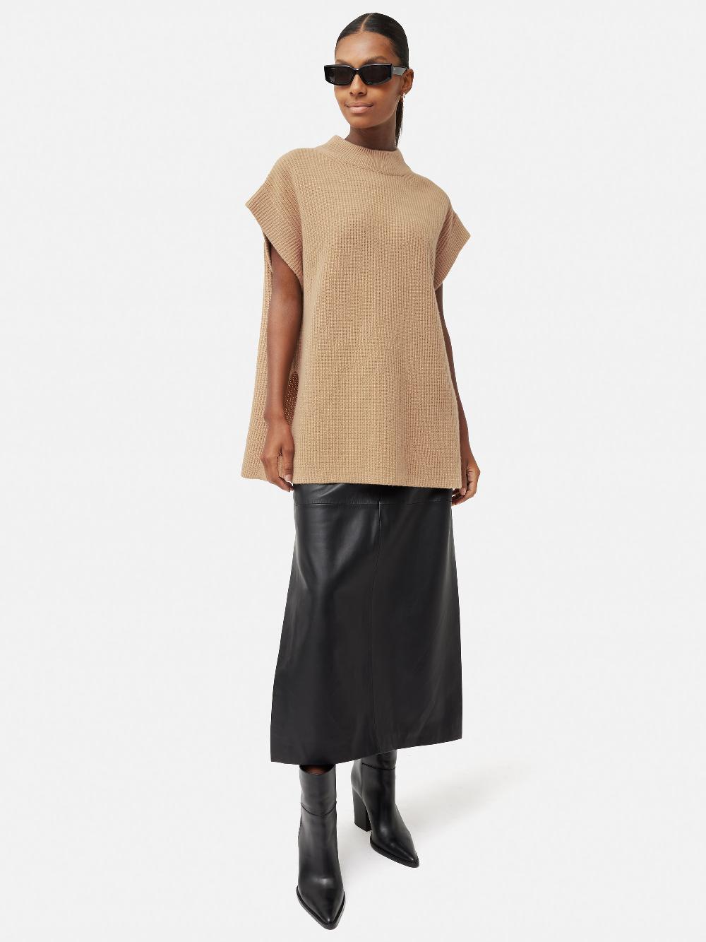 Jigsaw Merino Cashmere Ribbed Tunic Camel