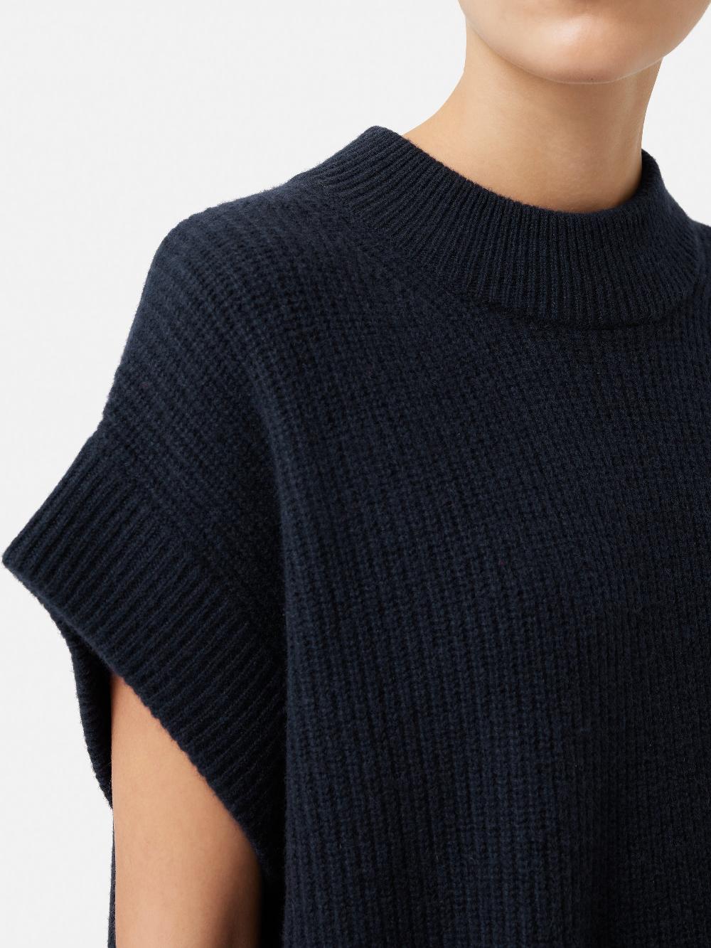 Jigsaw Merino Cashmere Ribbed Tunic Navy