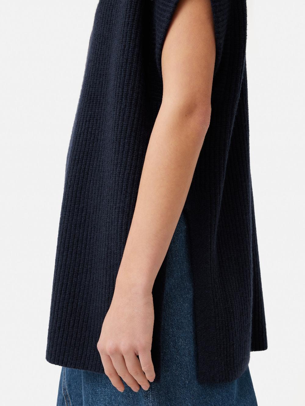 Jigsaw Merino Cashmere Ribbed Tunic Navy
