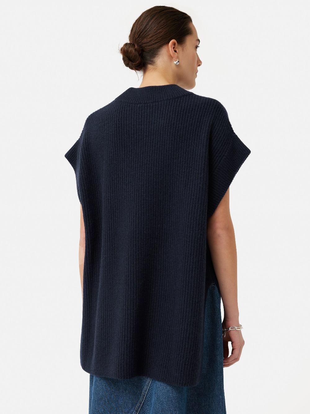 Jigsaw Merino Cashmere Ribbed Tunic Navy