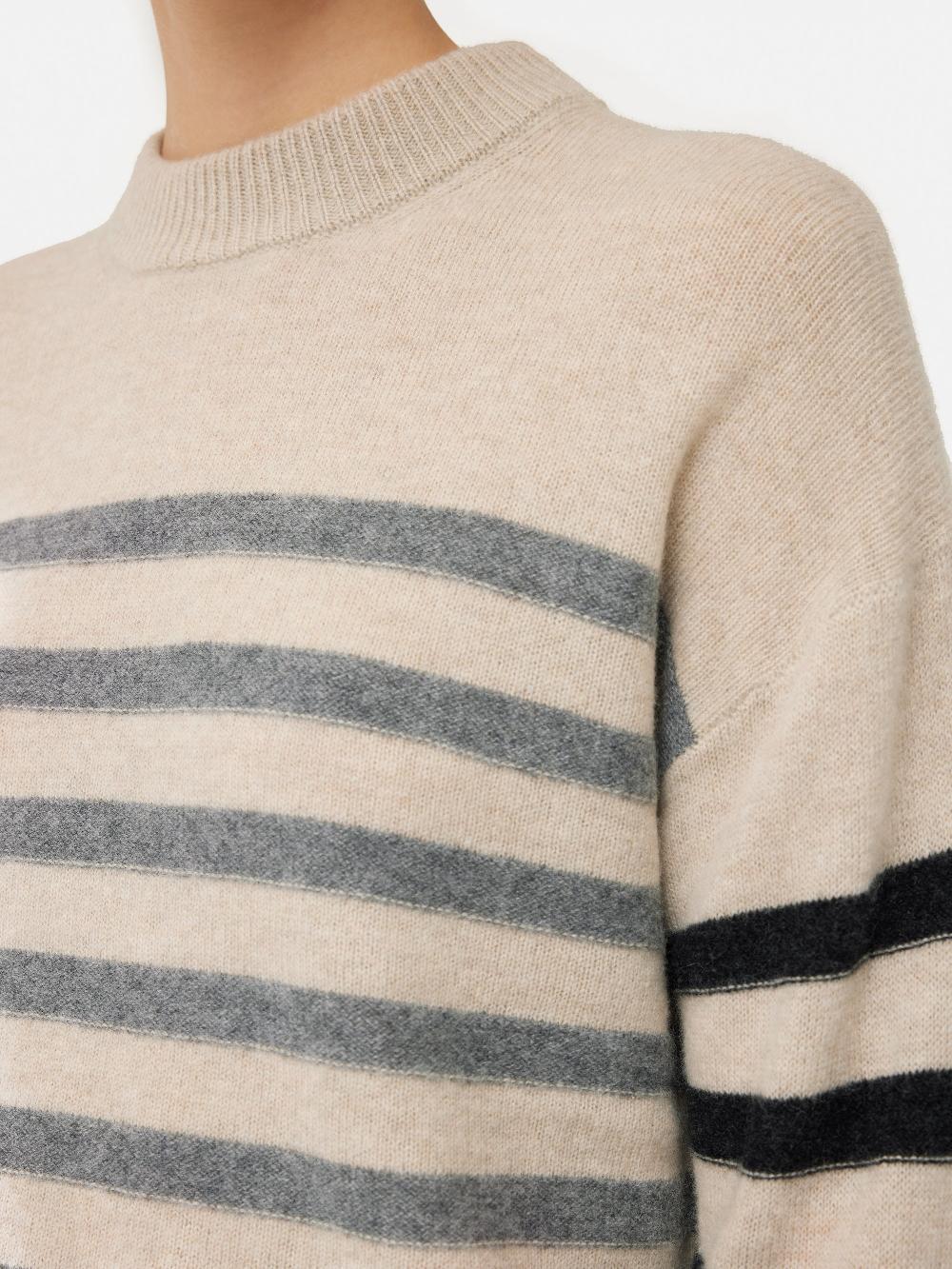 Jigsaw Merino Cashmere Stripe Jumper Neutral
