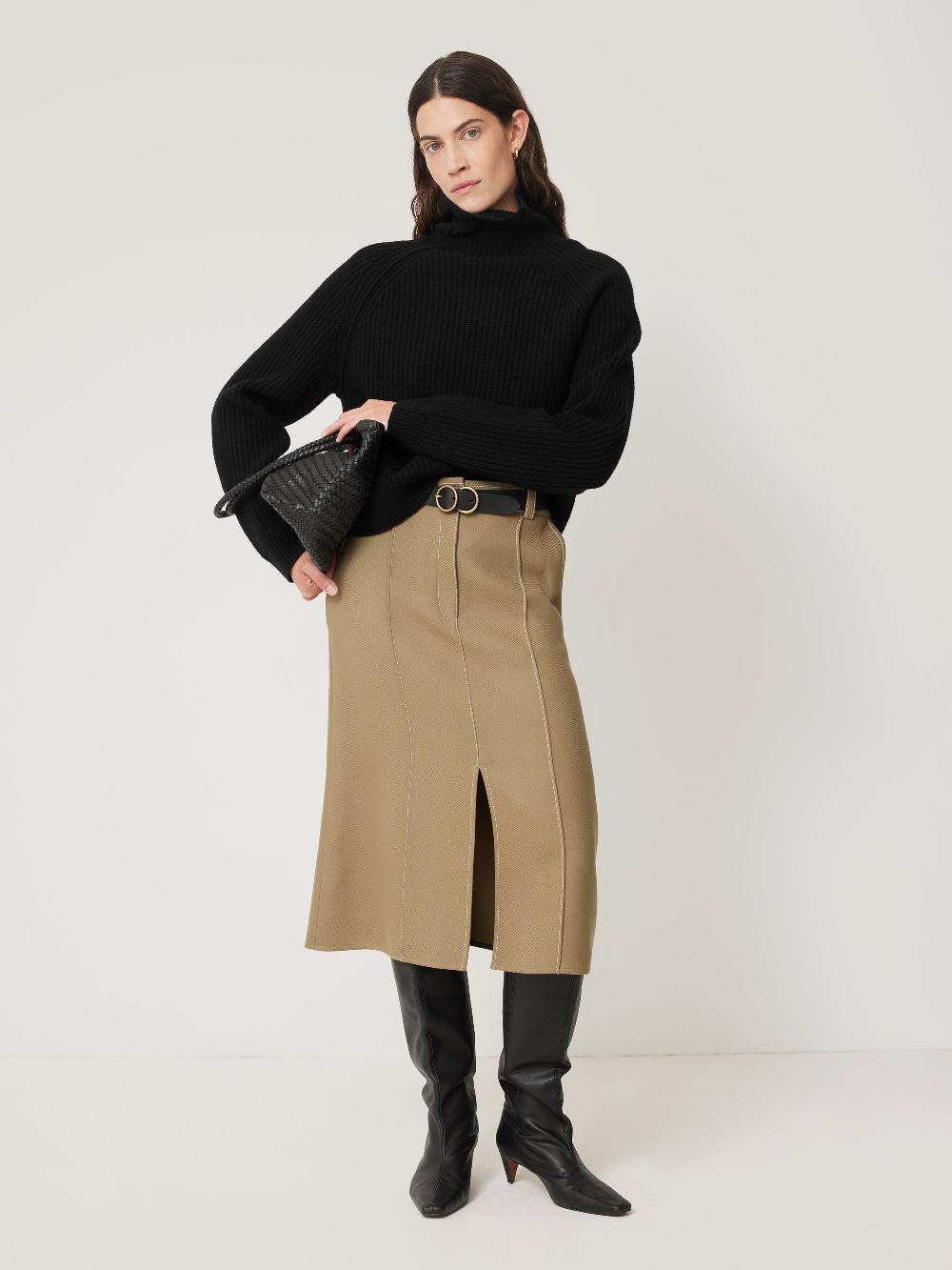 Jigsaw Merino Fishermans Rib Jumper Black