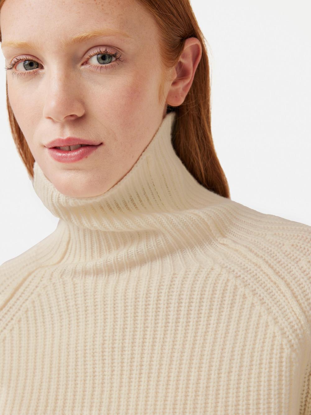 Jigsaw Merino Fishermans Rib Jumper Cream