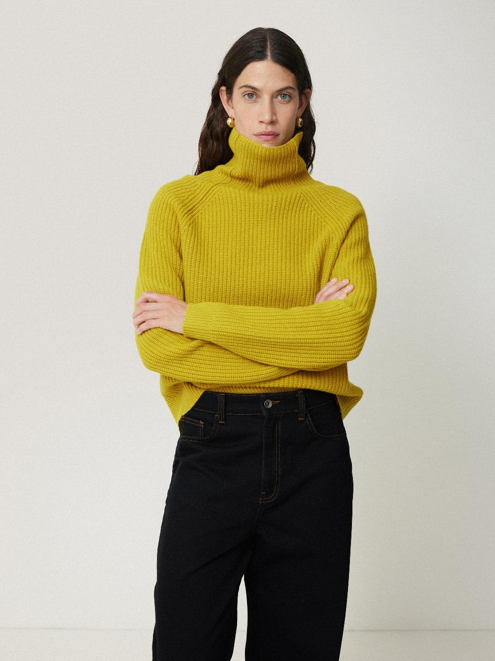 jigsaw Merino Fishermans Rib Jumper Mustard