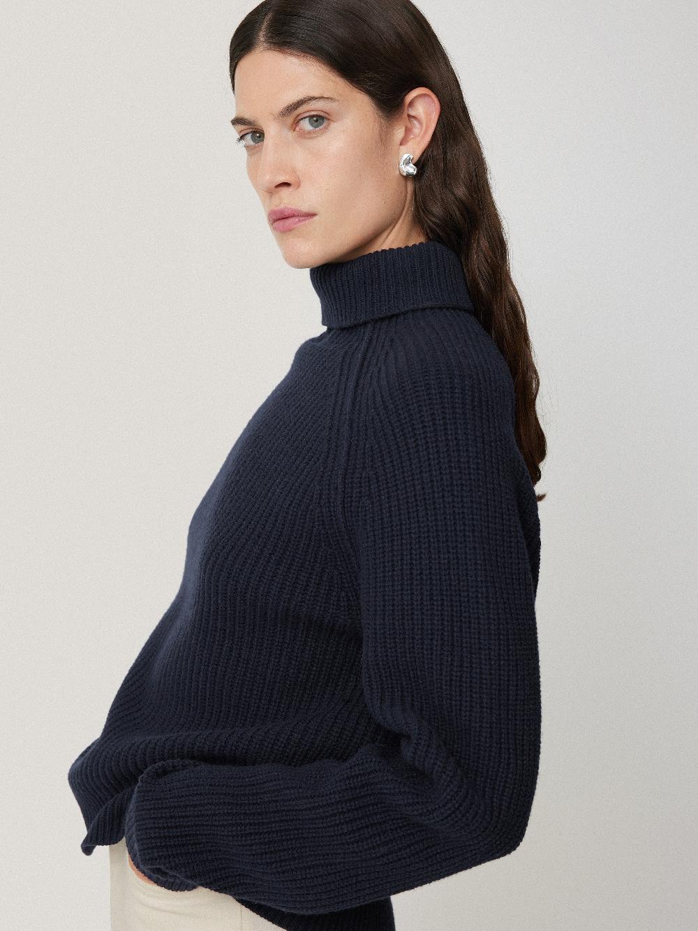 Jigsaw Merino Fishermans Rib Jumper Navy