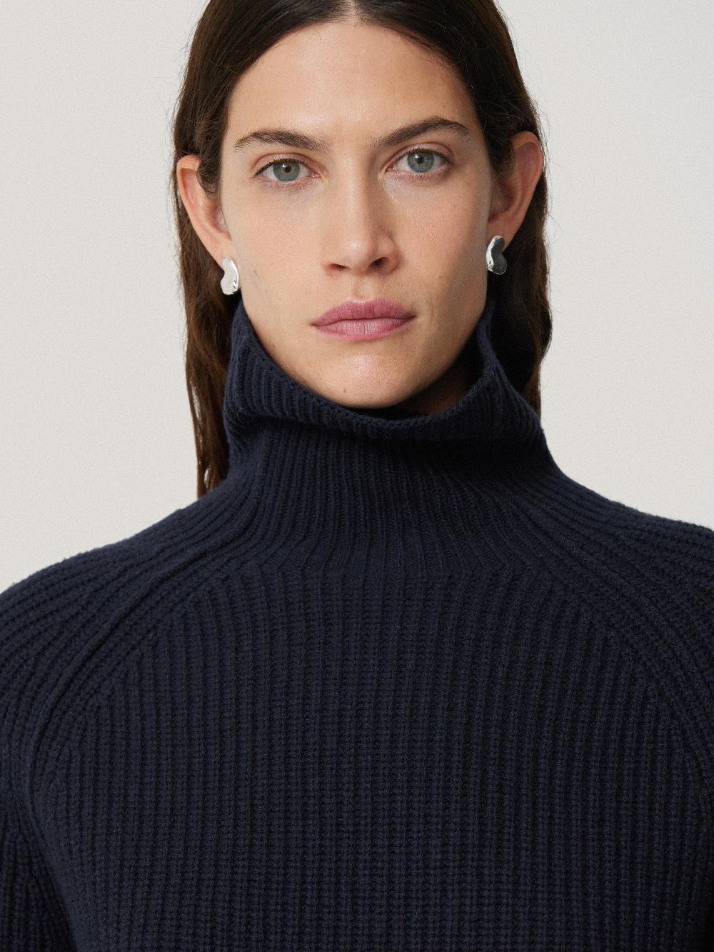 Jigsaw Merino Fishermans Rib Jumper Navy