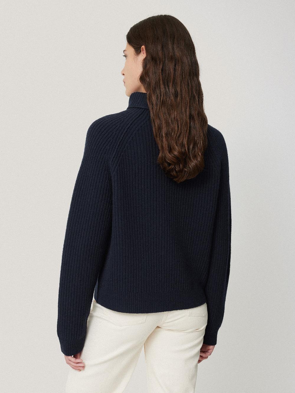 Jigsaw Merino Fishermans Rib Jumper Navy