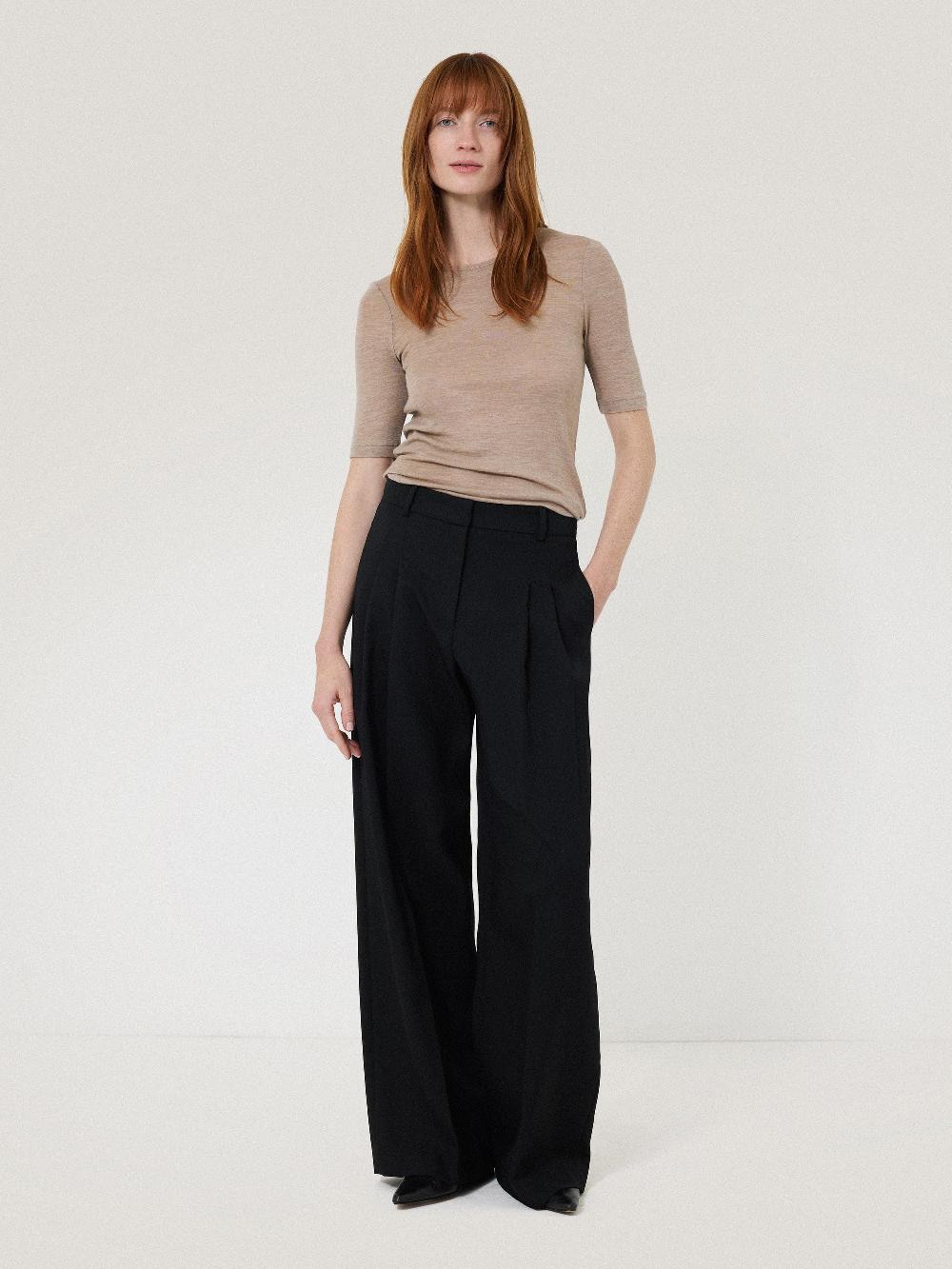 Jigsaw Merino Half Sleeve T-shirt Stone