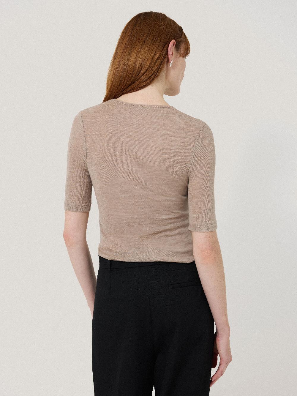 Jigsaw Merino Half Sleeve T-shirt Stone