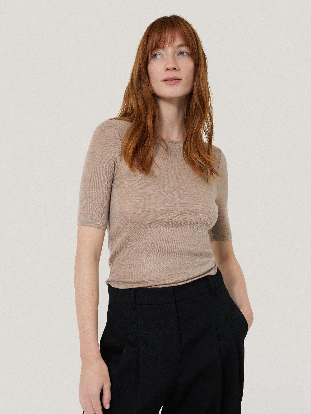 jigsaw Merino Half Sleeve T-shirt Stone