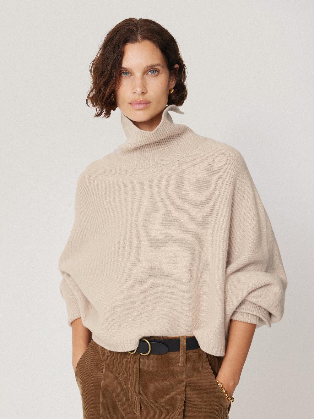 jigsaw Merino Poncho Jumper Cream
