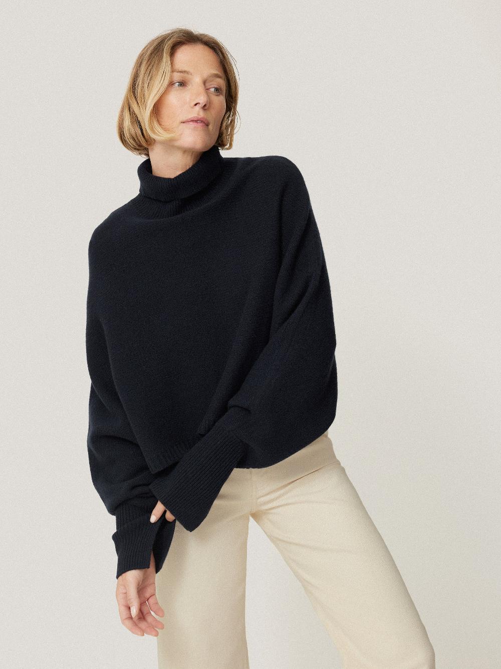jigsaw Merino Poncho Jumper Navy