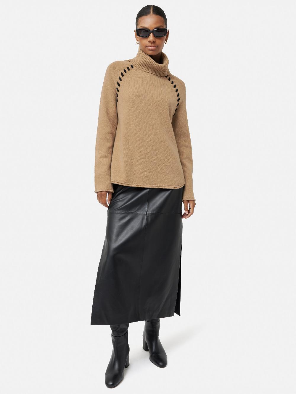 Jigsaw Merino Scoop Hem Jumper Camel