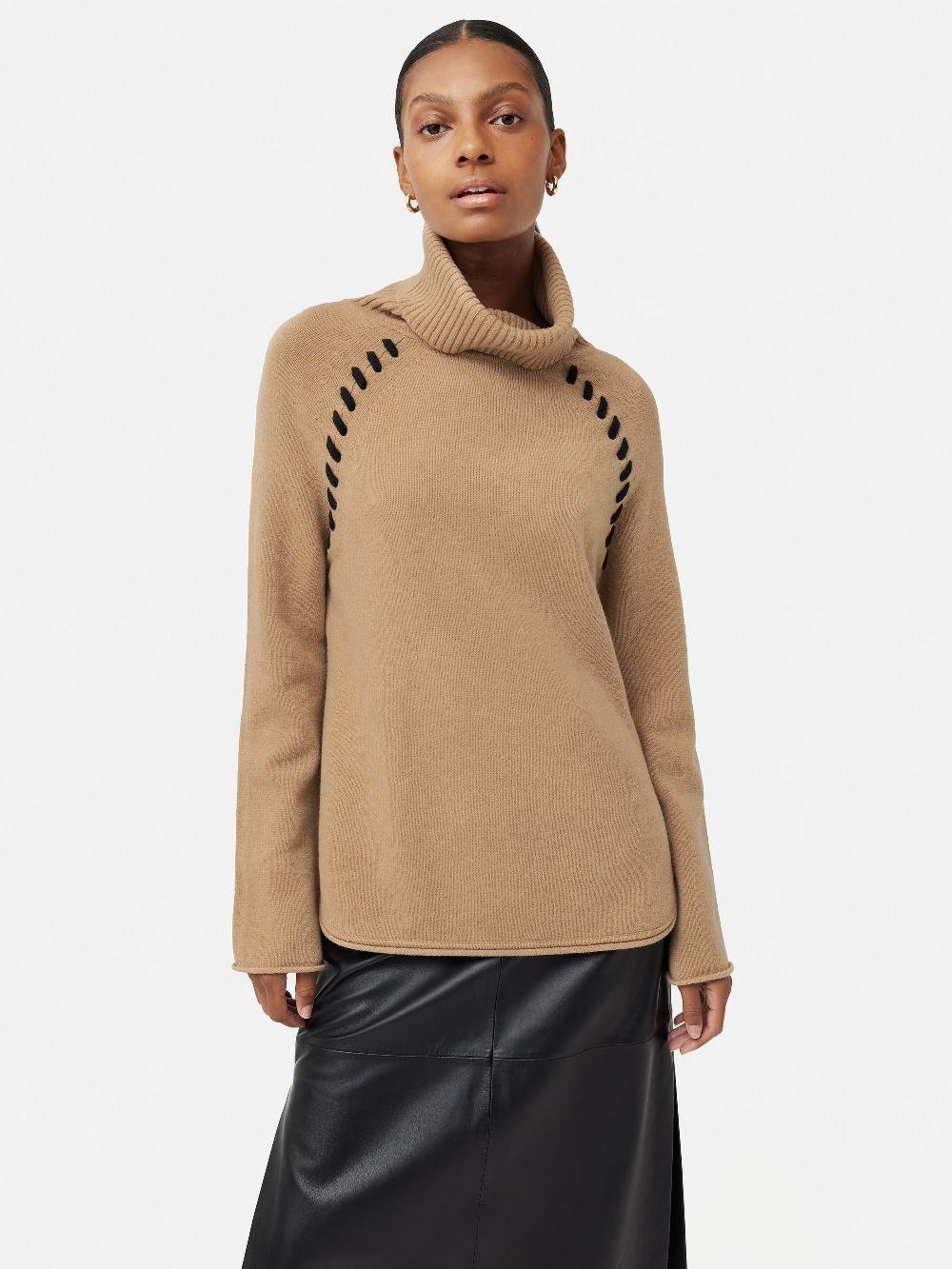 jigsaw Merino Scoop Hem Jumper Camel