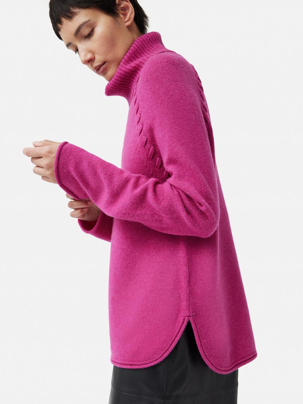 Jigsaw Merino Scoop Hem Jumper Pink