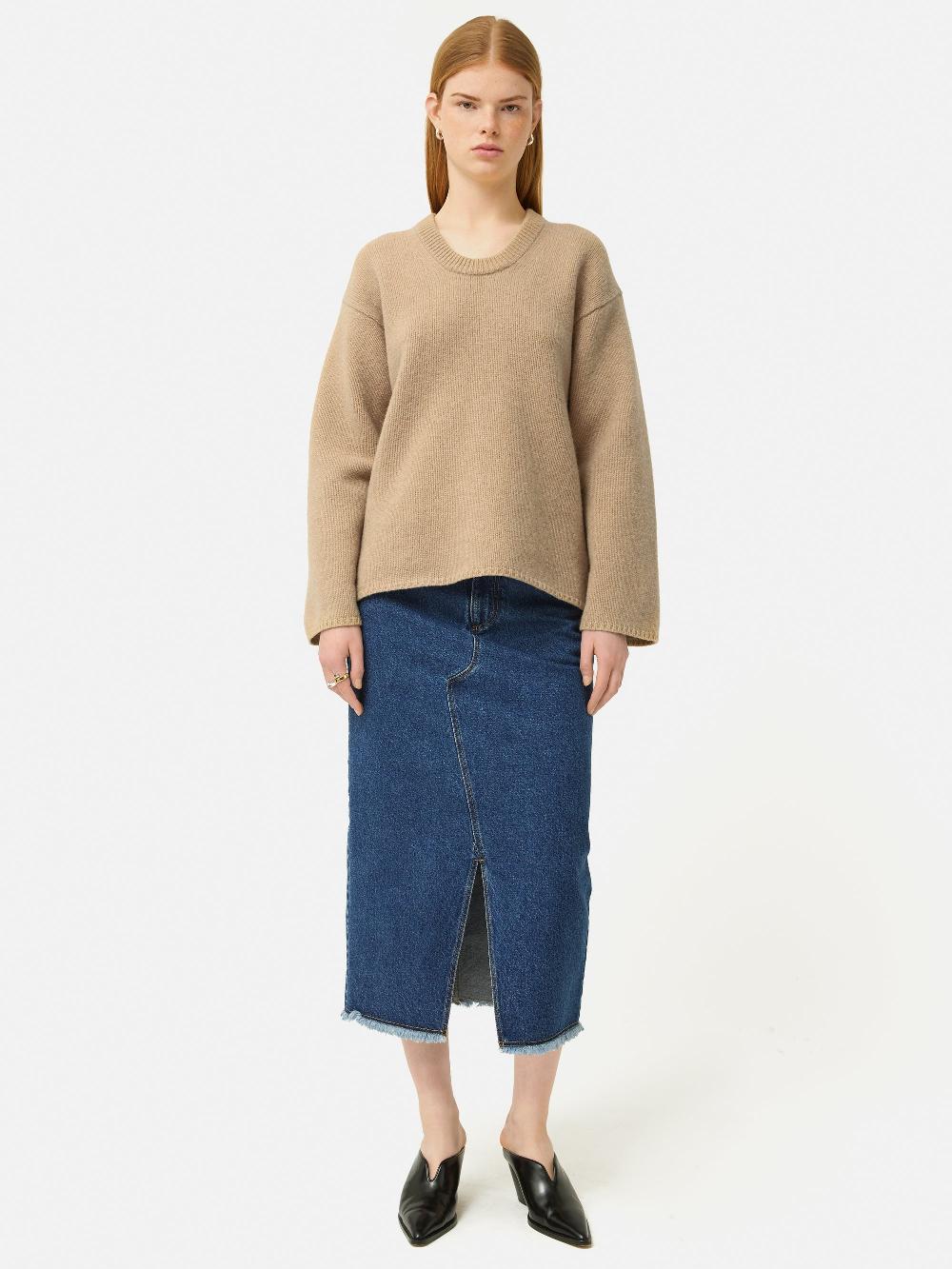 Jigsaw Merino U Neck Jumper Camel