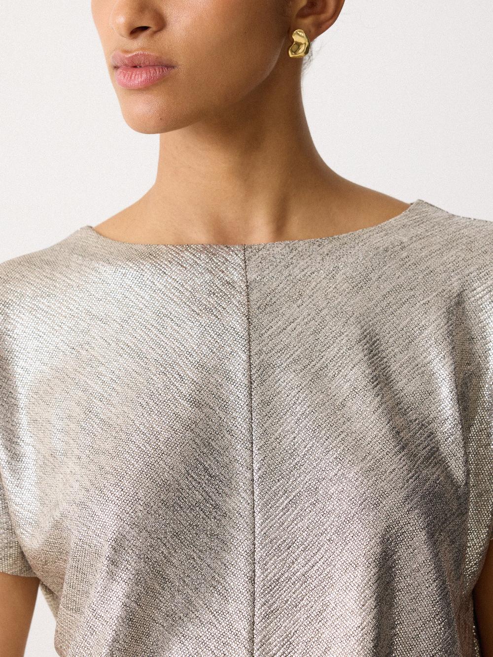 Jigsaw Metallic Cap Sleeve Top Gold