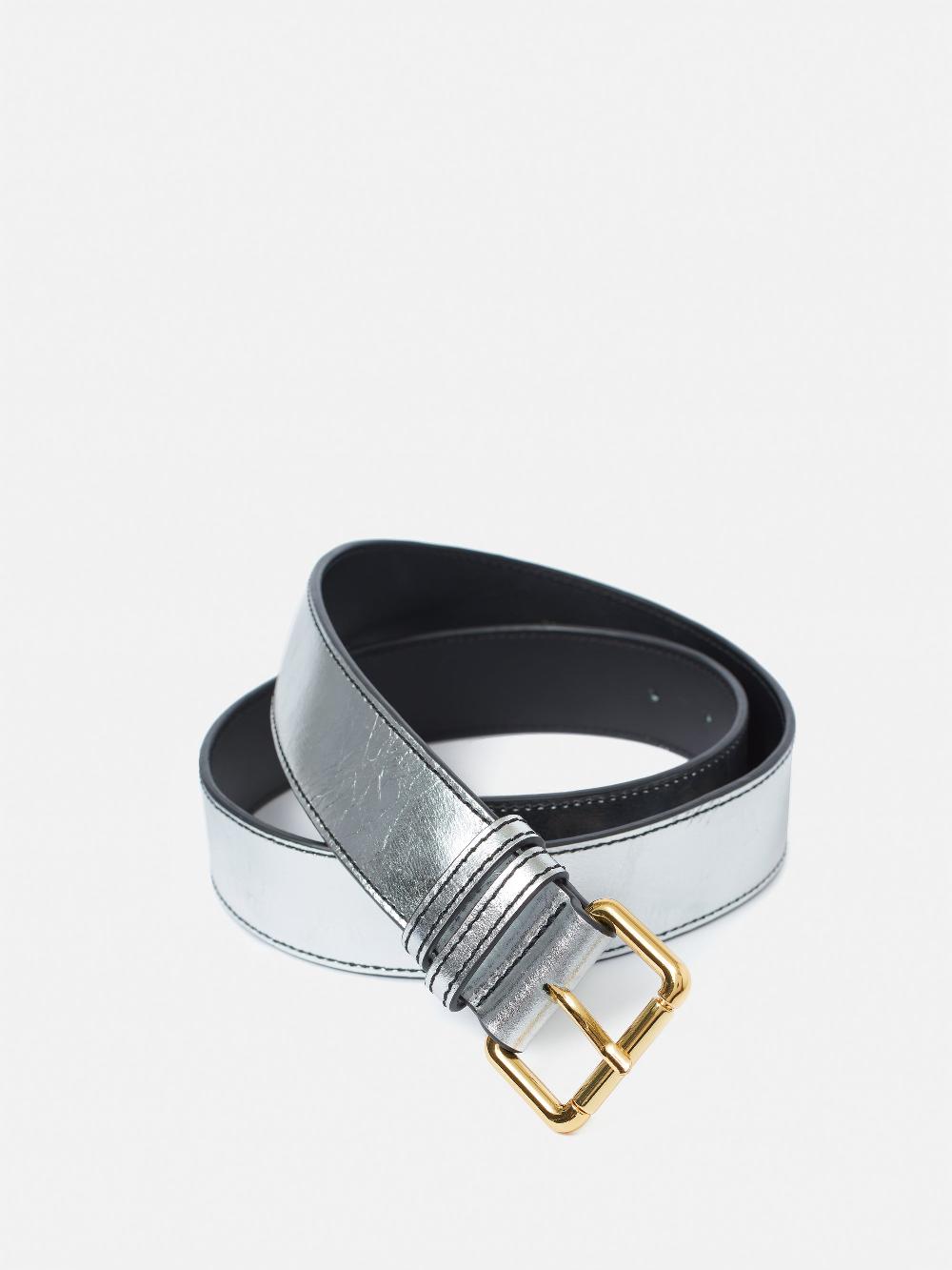 Jigsaw Metallic Leather Belt Silver
