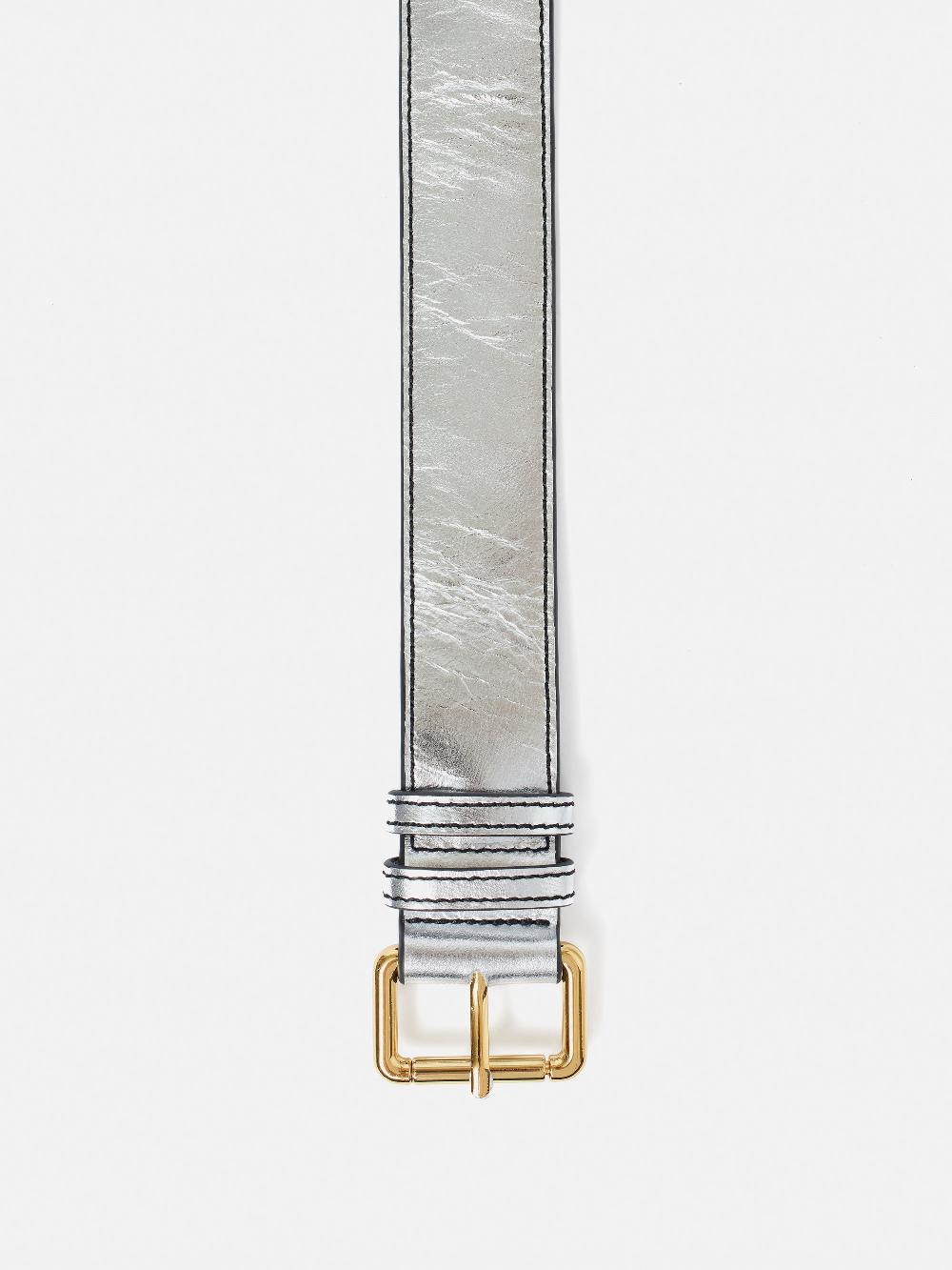 jigsaw Metallic Leather Belt Silver