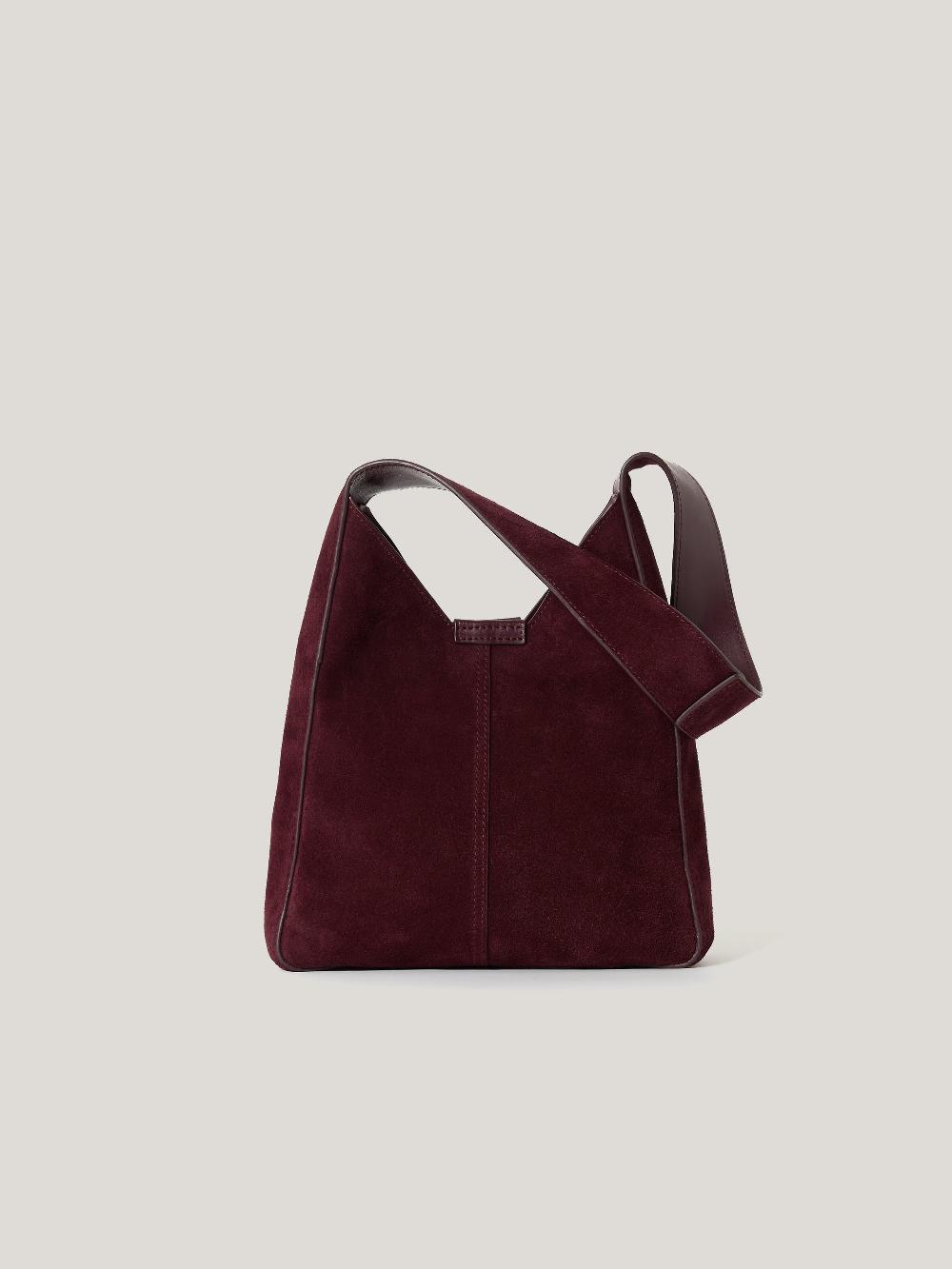 Jigsaw Mini Heckfield Suede Tote Burgundy