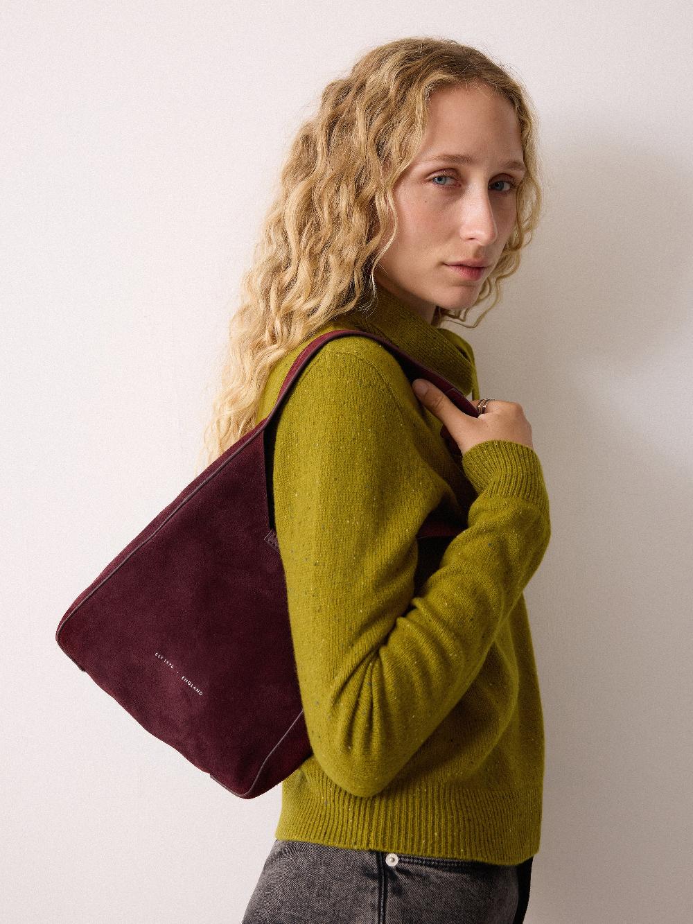 jigsaw Mini Heckfield Suede Tote Burgundy