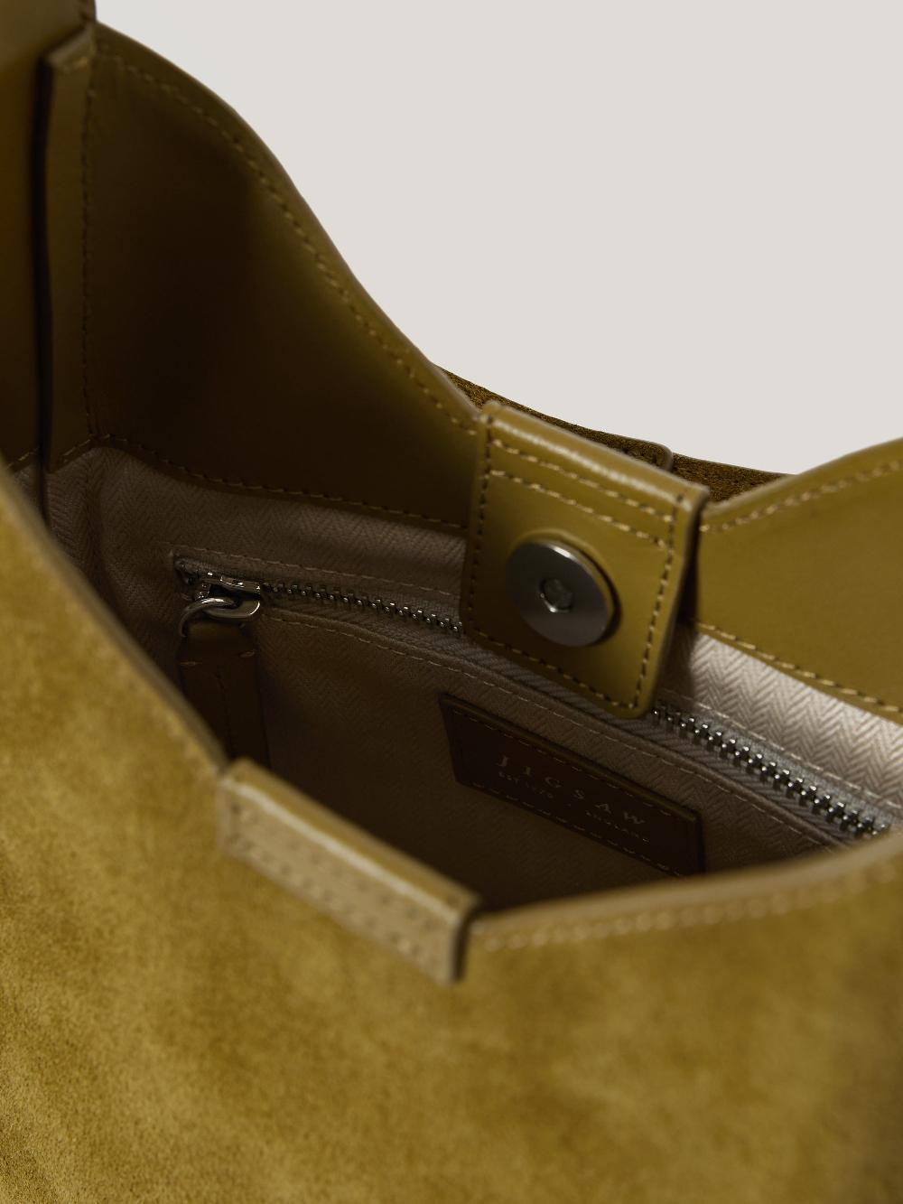 Jigsaw Mini Heckfield Suede Tote Green