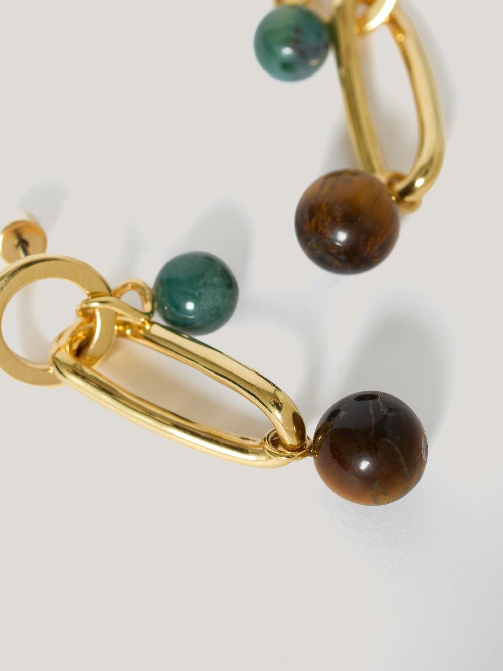 Jigsaw Mixed Loop Asymmetric Earring Gold