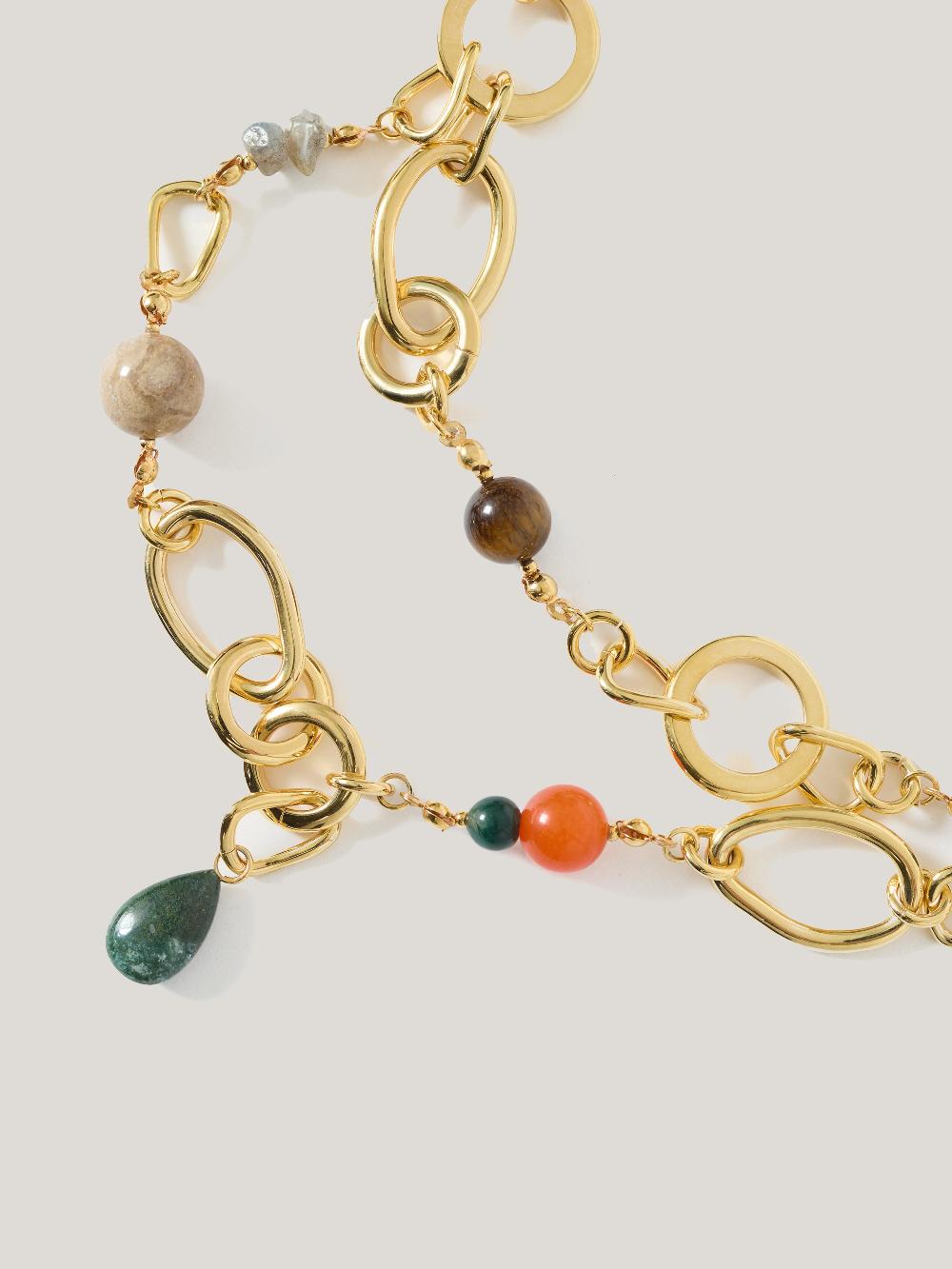 jigsaw Mixed Loop Double Necklace Gold