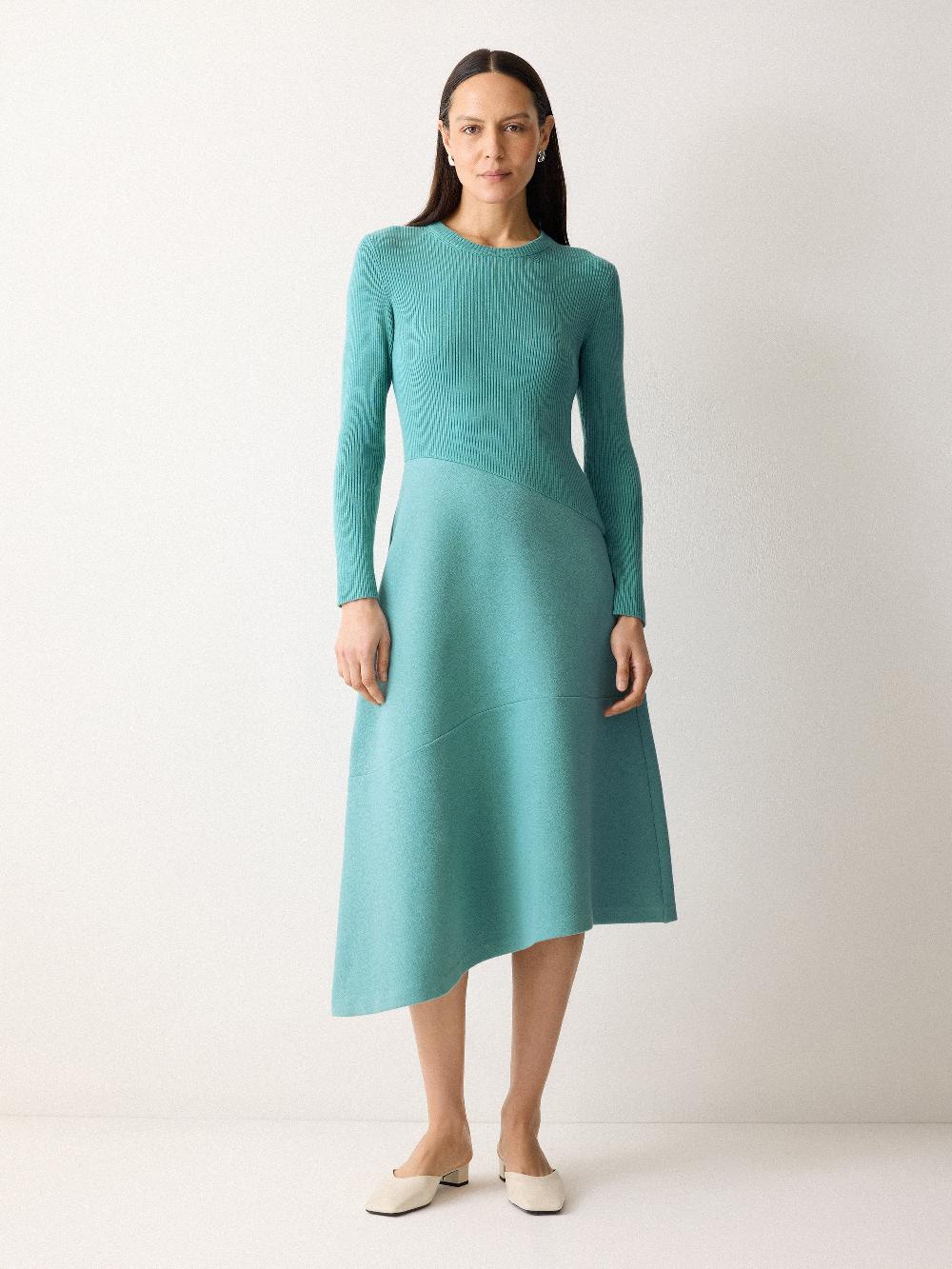 Jigsaw Mixed Media Panelled Dress Blue