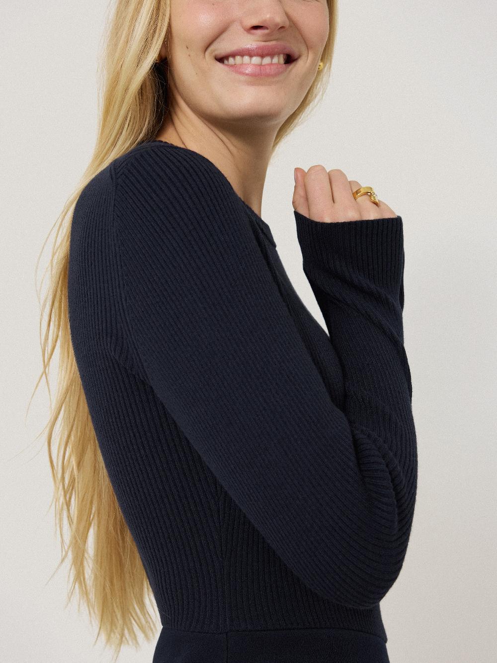 Jigsaw Mixed Media Panelled Dress Navy