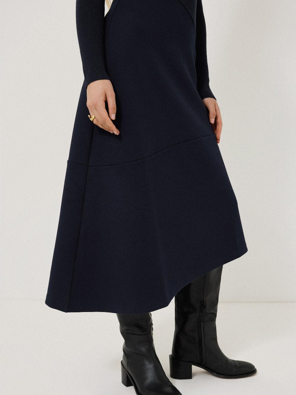 Jigsaw Mixed Media Panelled Dress Navy