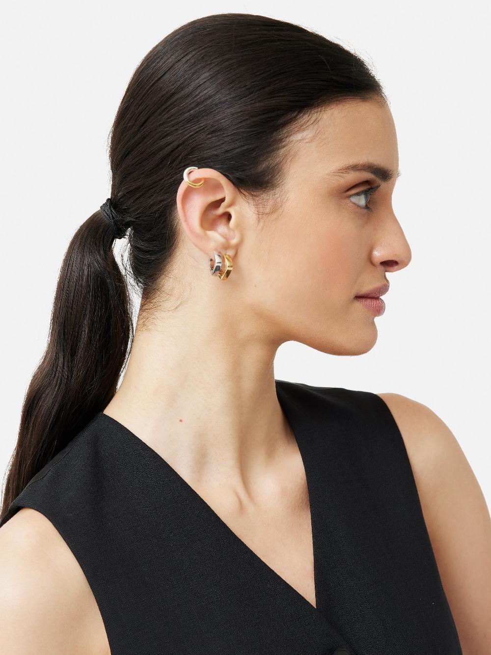 Jigsaw Mixed Metal Ear Cuff Gold
