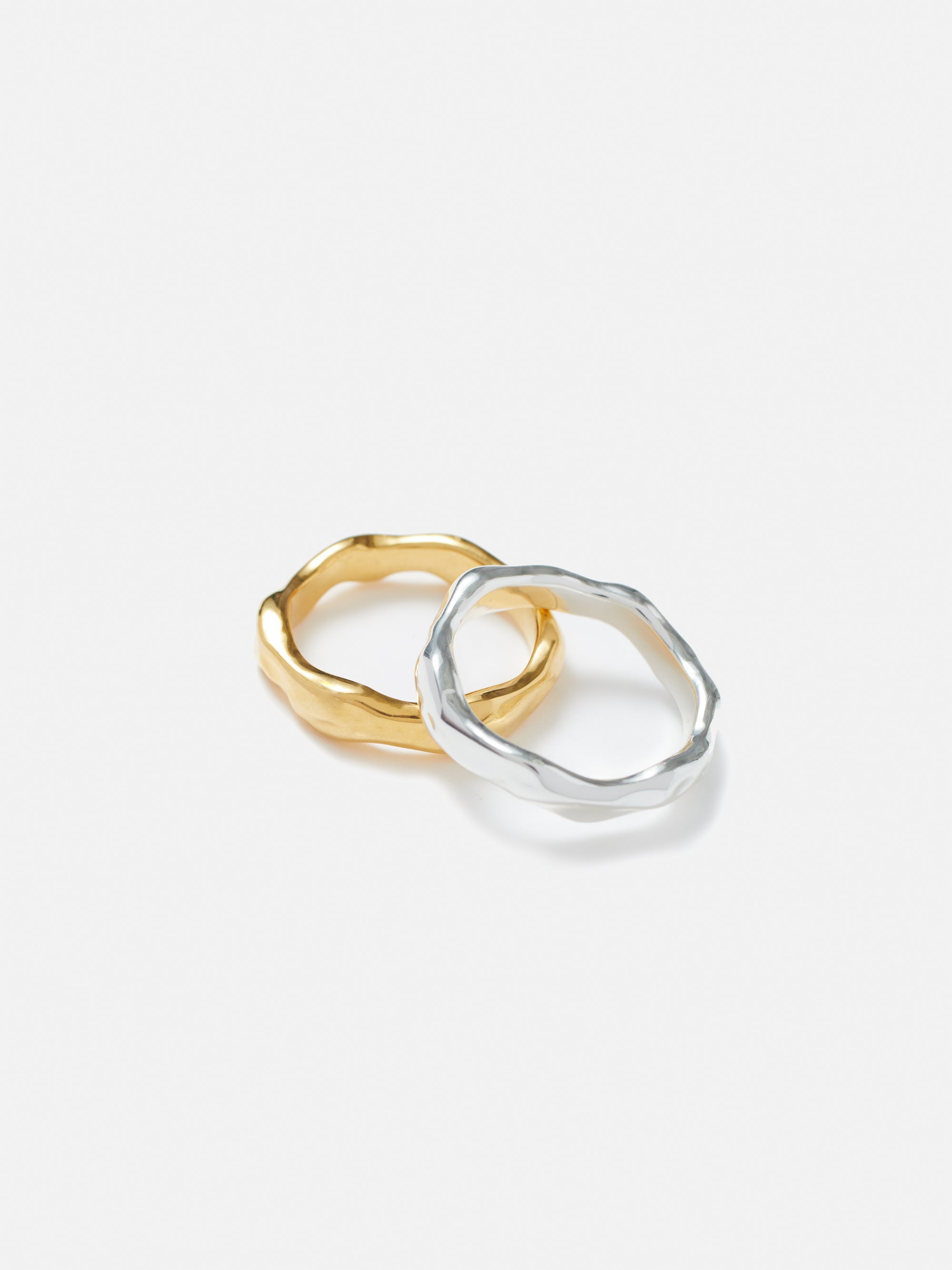 Jigsaw Mixed Metal Ring Set Gold