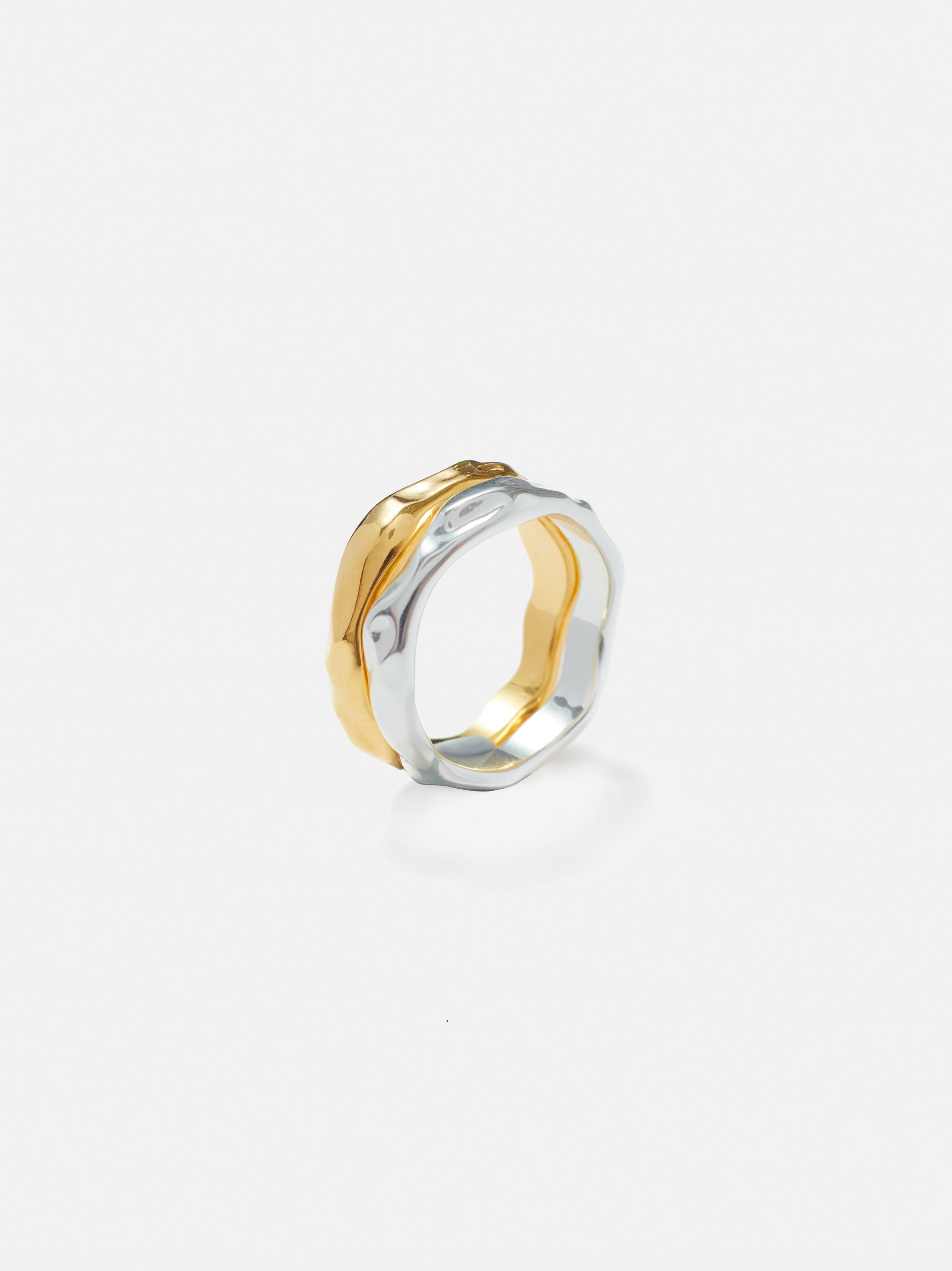 jigsaw Mixed Metal Ring Set Gold