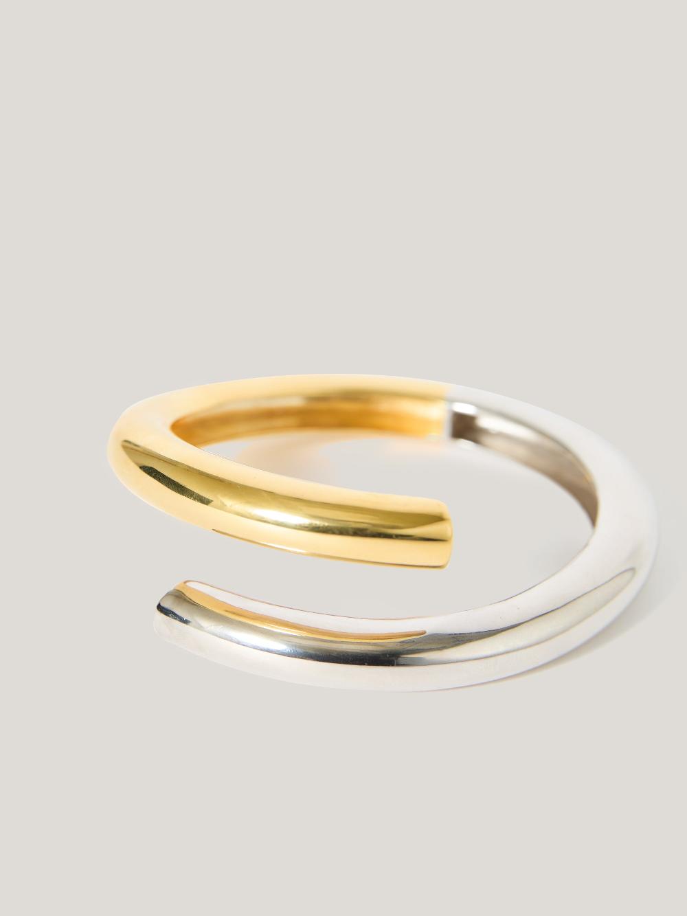 Jigsaw Mixed Metal Wrap Bangle Multi