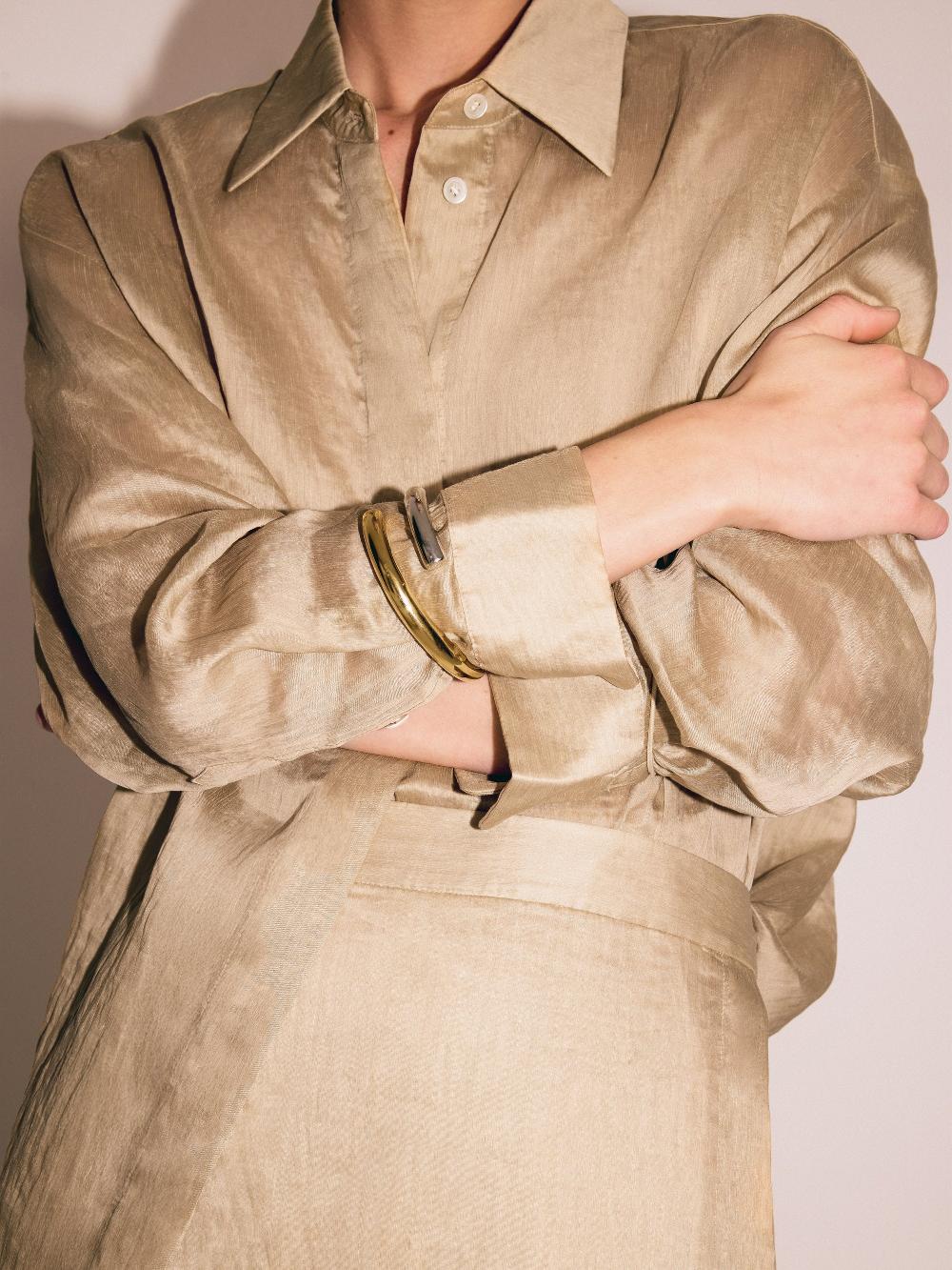 Jigsaw Mixed Metal Wrap Bangle Multi