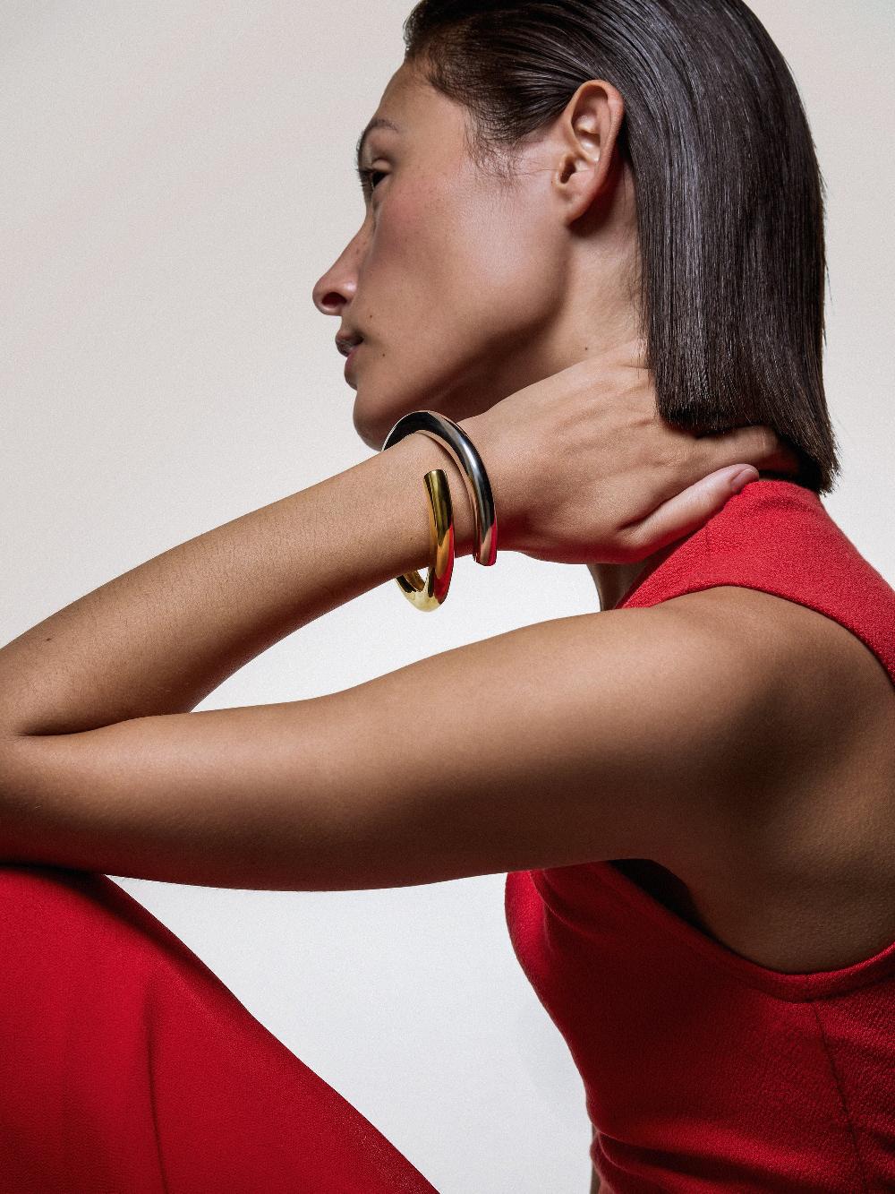 jigsaw Mixed Metal Wrap Bangle Multi