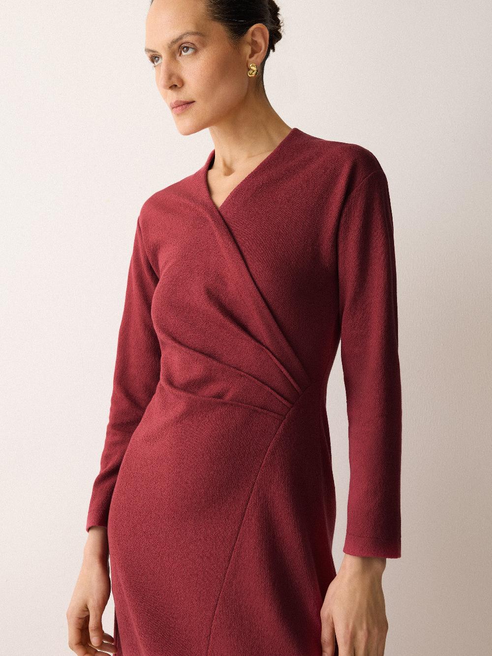 Jigsaw Mock Wrap Jersey Dress Pink