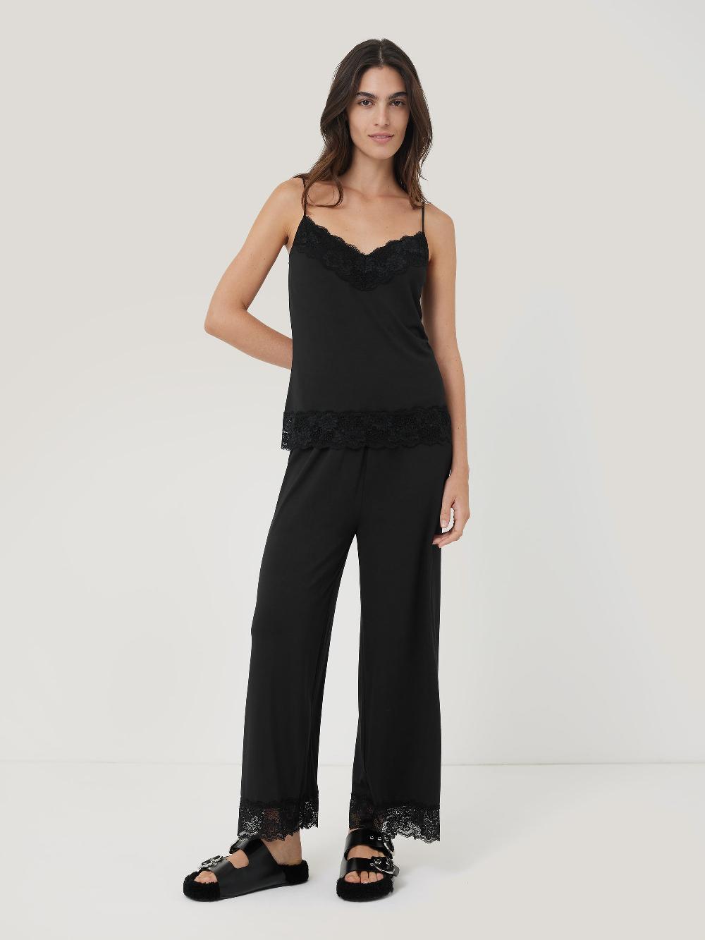 Jigsaw Modal Lace Pyjama Trouser Black